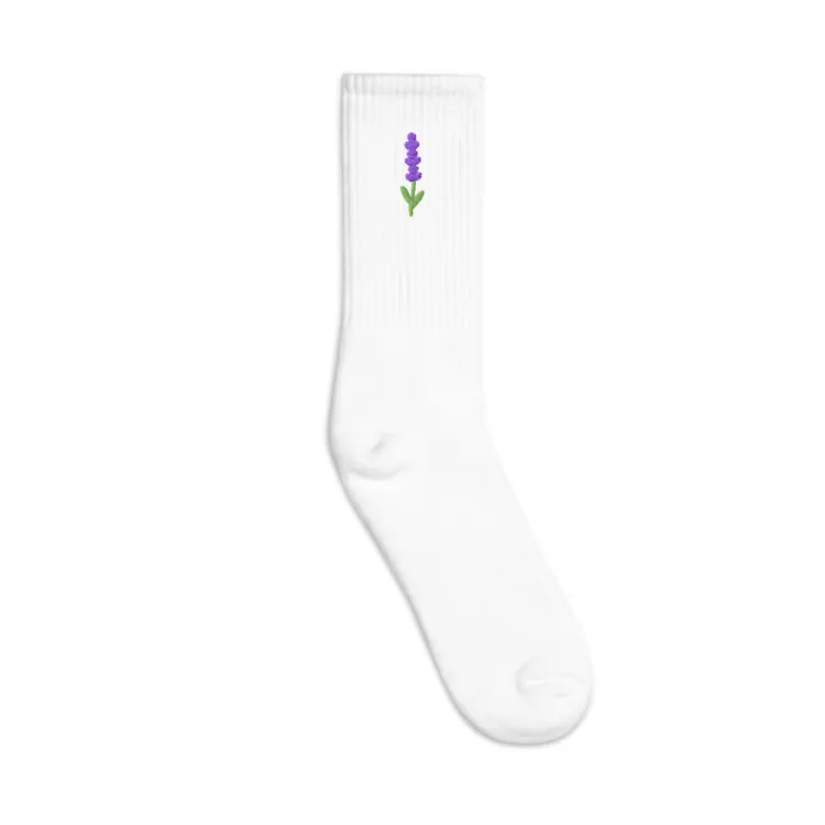 The Pressed Lavender Socks in White.