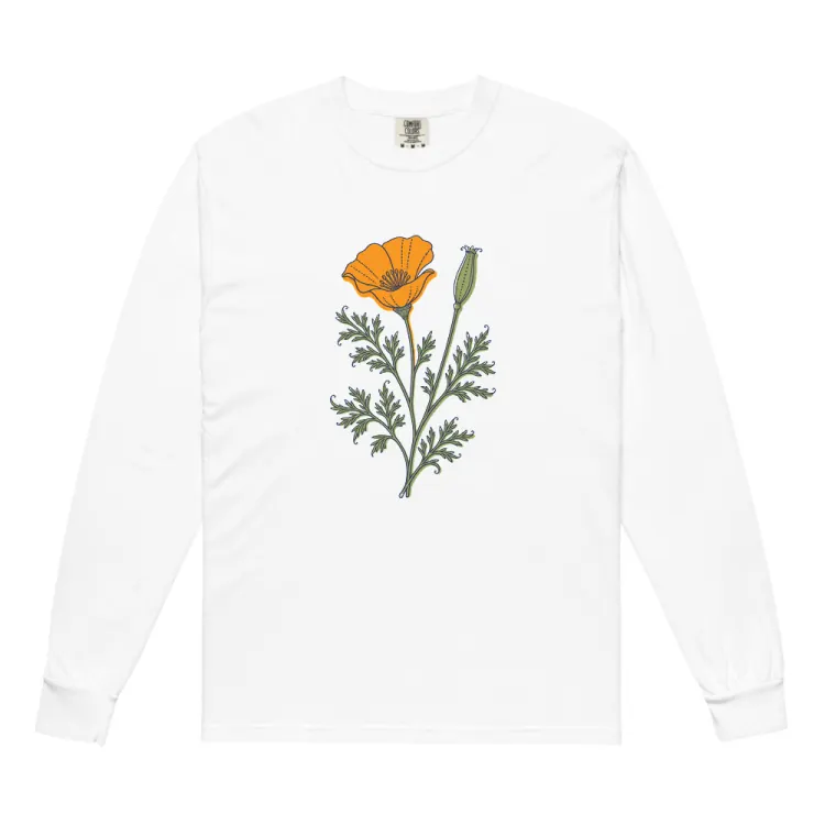 The Pressed Poppy Long Sleeve in White.