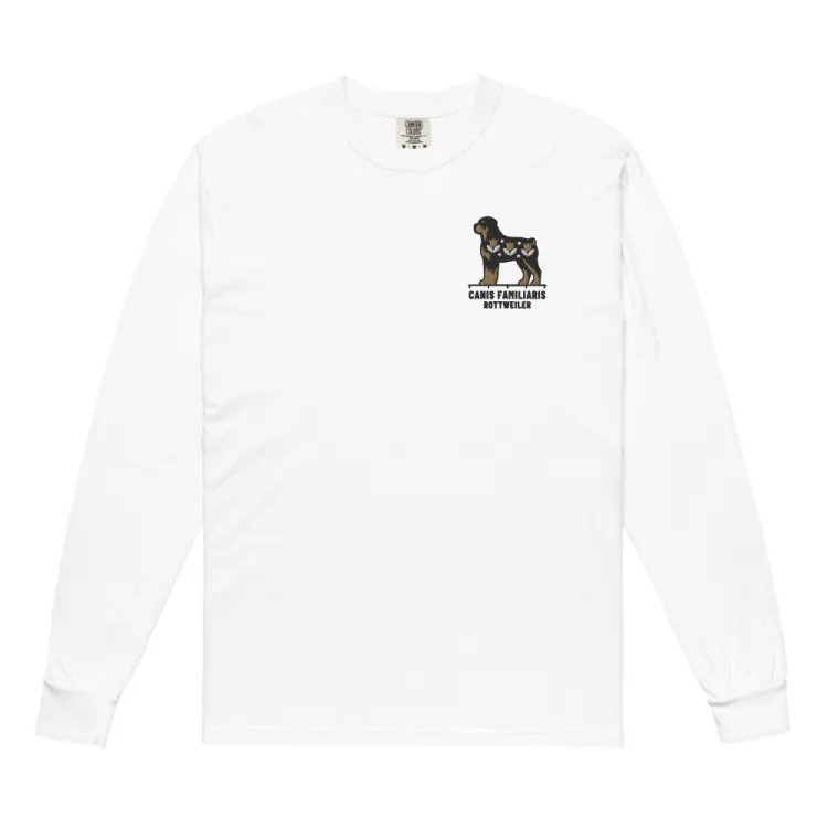 The Rottweiler Embroidered Long Sleeve in White.