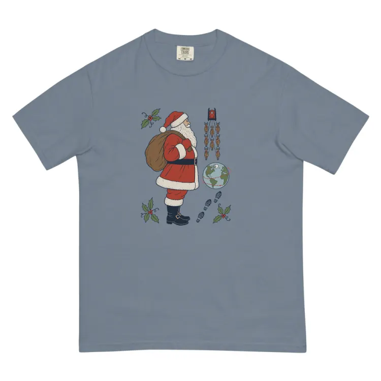 The Santa Field Guide Tee in Blue Jean.