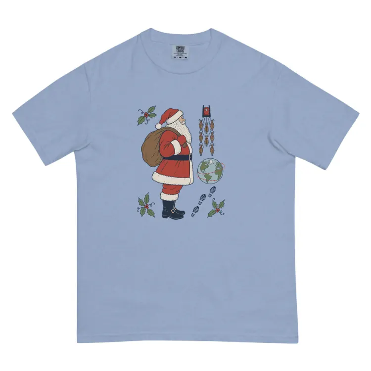 The Santa Field Guide Tee in Washed Denim.
