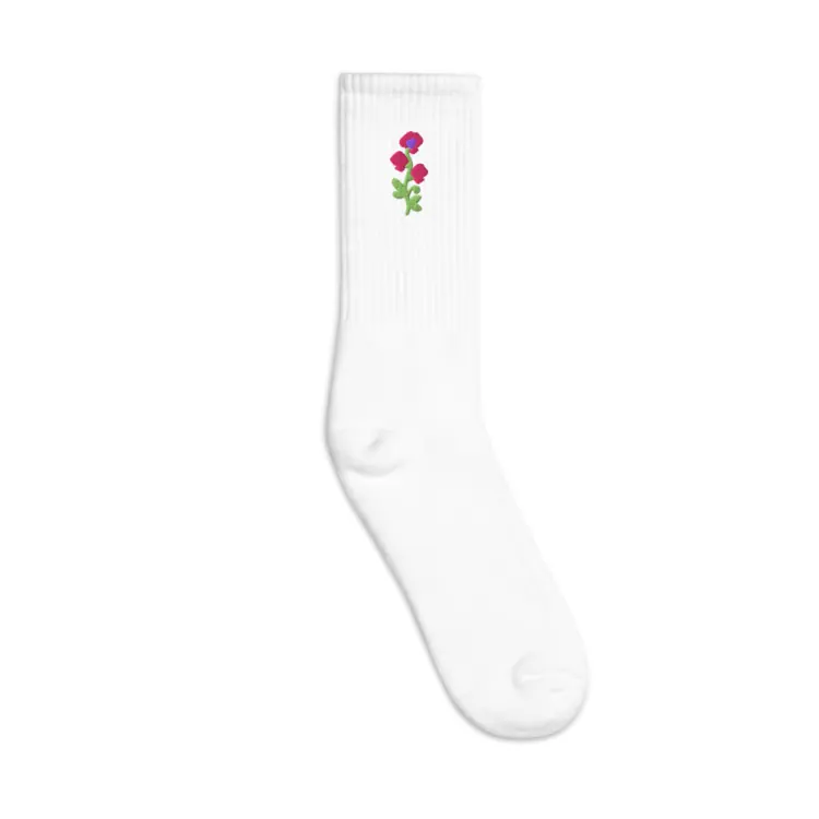 The April Sweet Pea Birth Flower Socks in White.