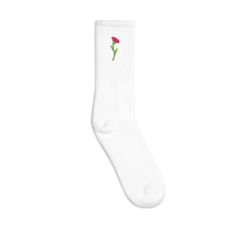 The January Carnation Birth Flower Socks in White.