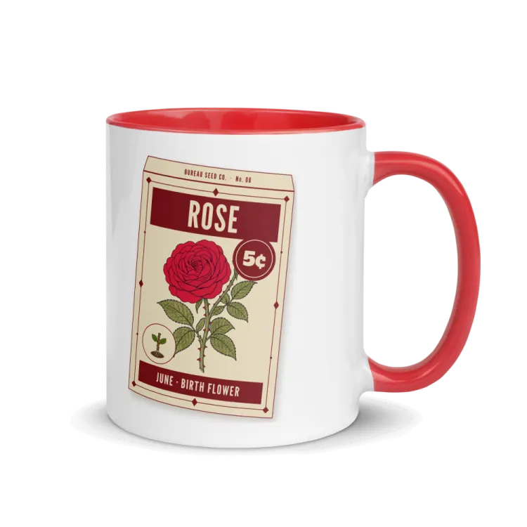 The June Rose Birth Flower Mug in Red inside.
