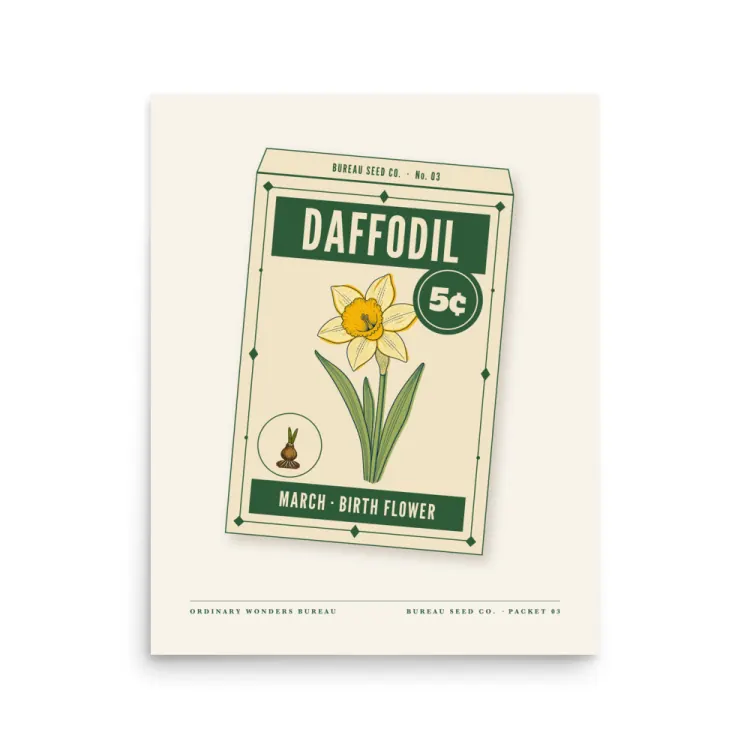 The March Daffodil Birth Flower Art Print in Unframed.