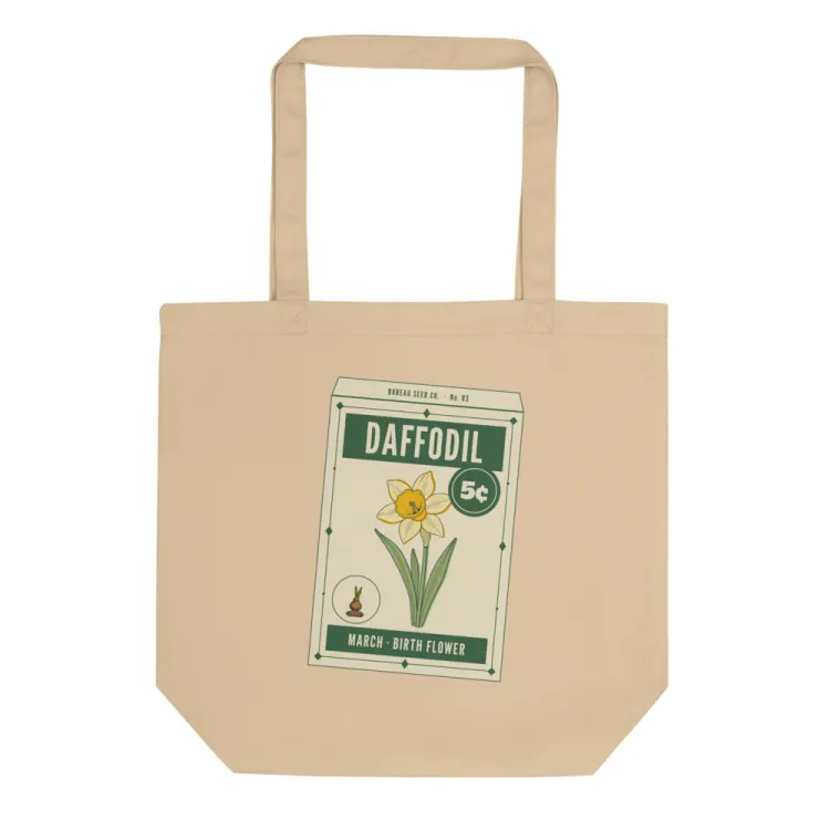 The March Daffodil Birth Flower Tote in Oyster.