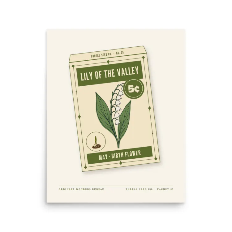 The May Lily of the Valley Birth Flower Art Print in Unframed.