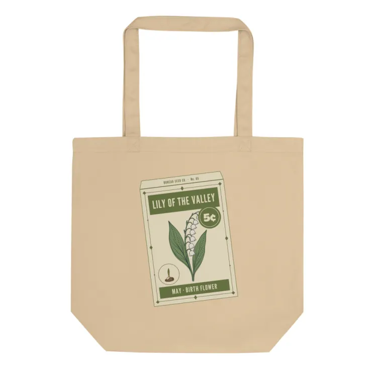 The May Lily of the Valley Birth Flower Tote in Oyster.