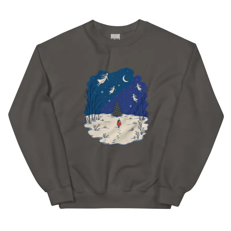 The The Lit Tree Crewneck in Charcoal.