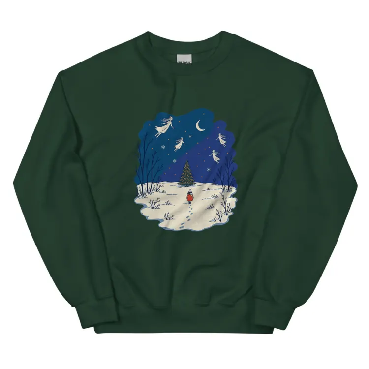 The The Lit Tree Crewneck in Forest Green.