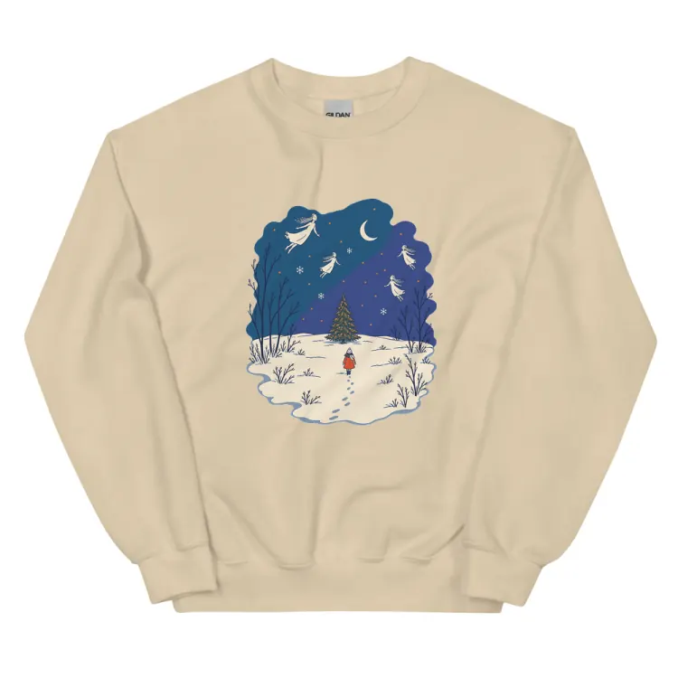 The The Lit Tree Crewneck in Sand.