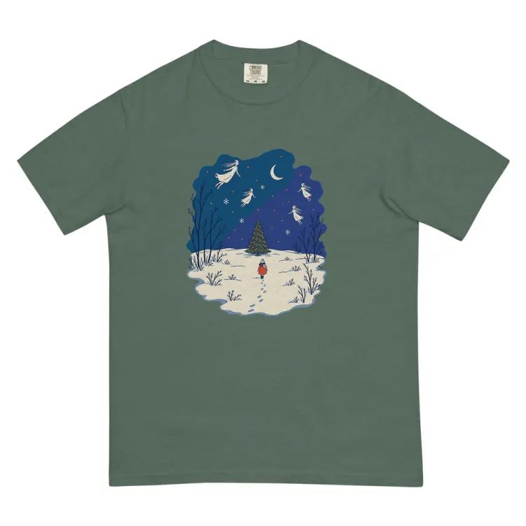 The The Lit Tree Tee in Blue Spruce.