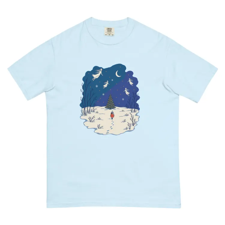 The The Lit Tree Tee in Chambray.