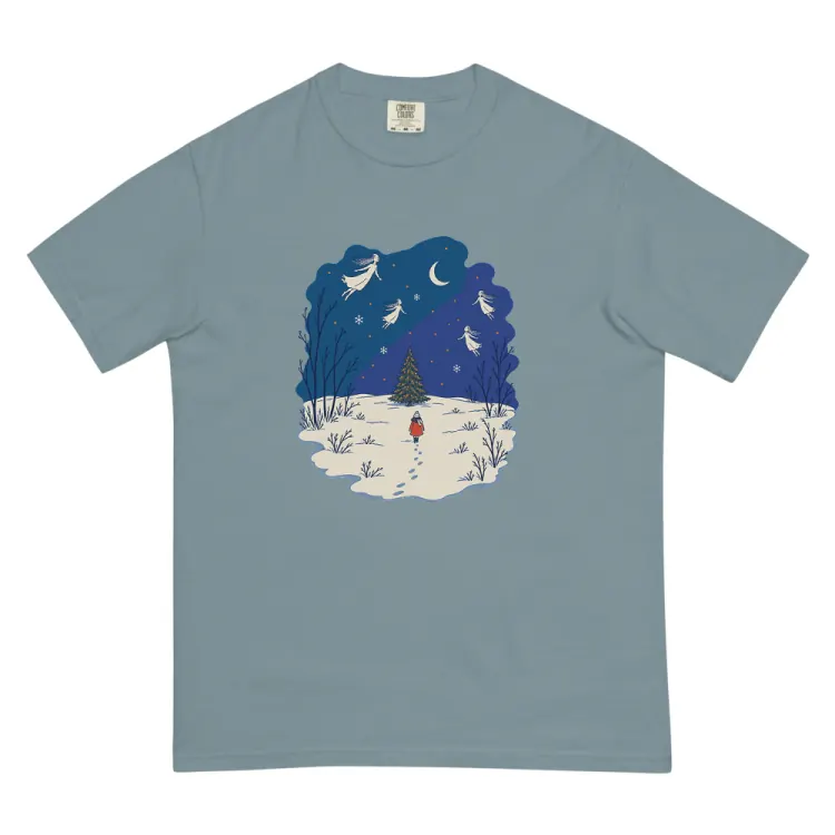 The The Lit Tree Tee in Ice Blue.