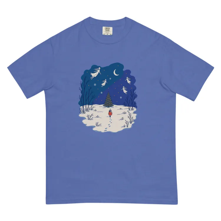 The The Lit Tree Tee in Mystic Blue.