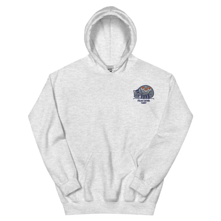 The Tabby Cat Embroidered Hoodie in Ash.