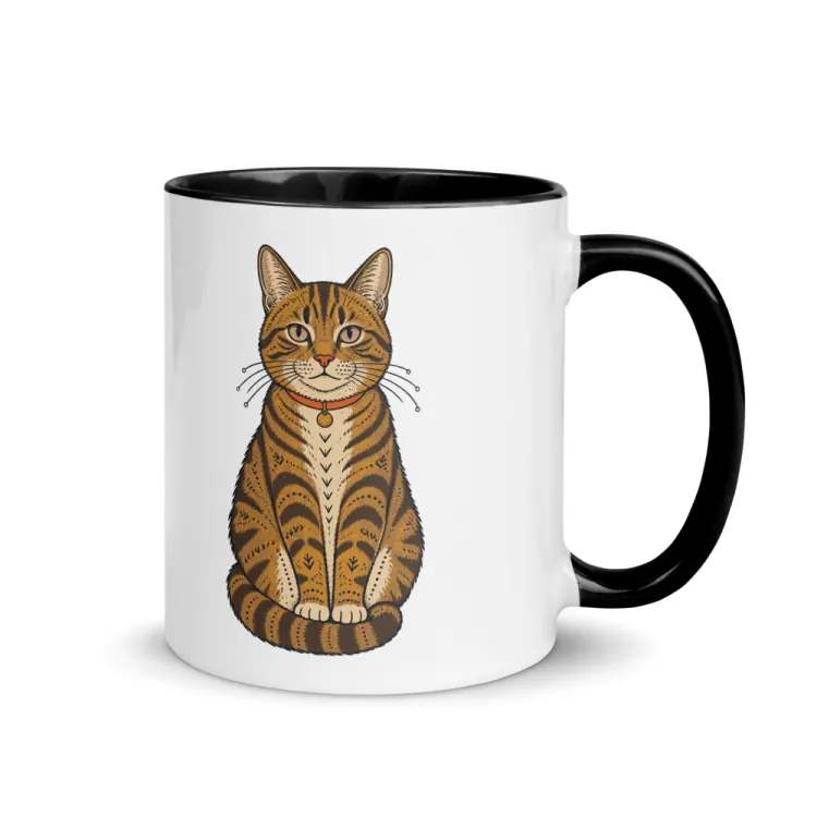 The Tabby Cat Mug in Black inside.