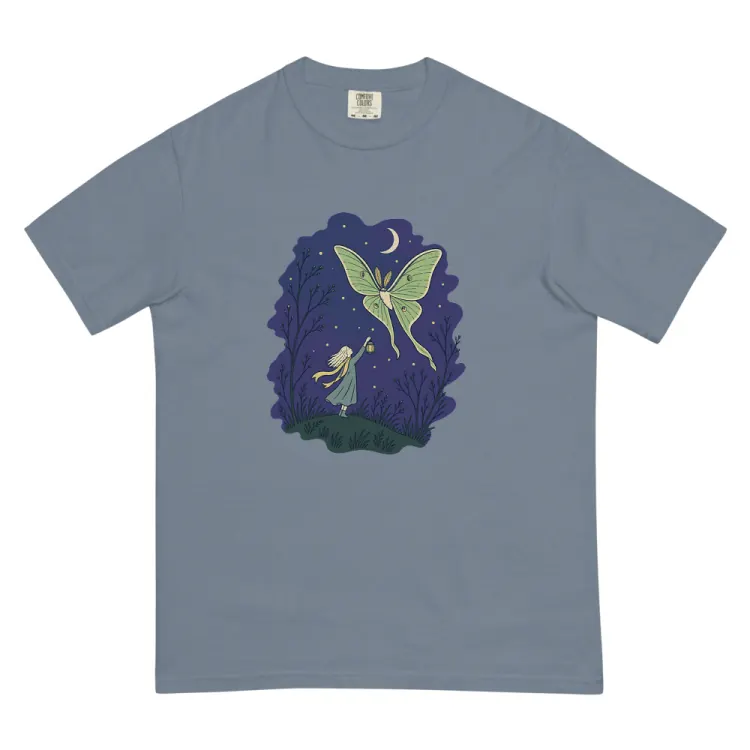 The The Moth Keeper Tee in Blue Jean.
