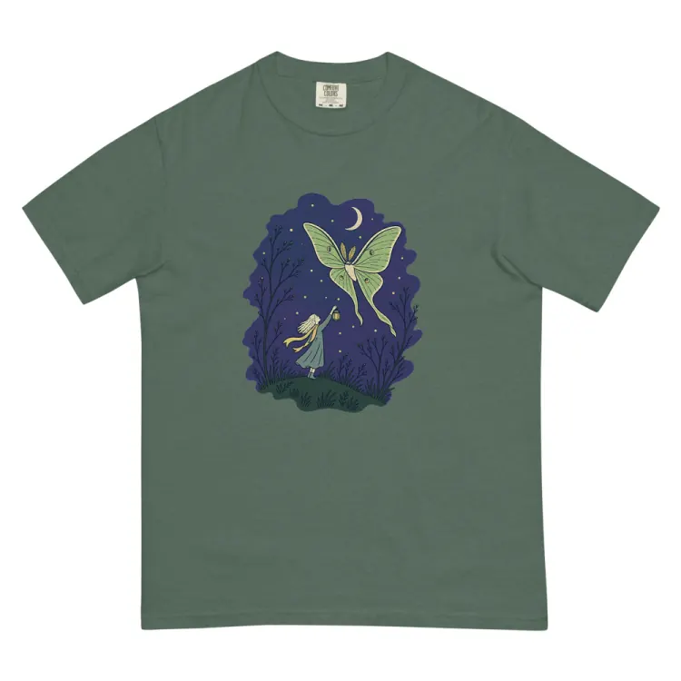 The The Moth Keeper Tee in Blue Spruce.