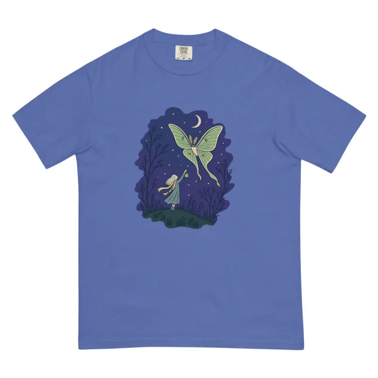 The The Moth Keeper Tee in Mystic Blue.