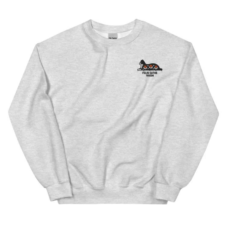 The Tuxedo Cat Embroidered Crewneck in Ash.