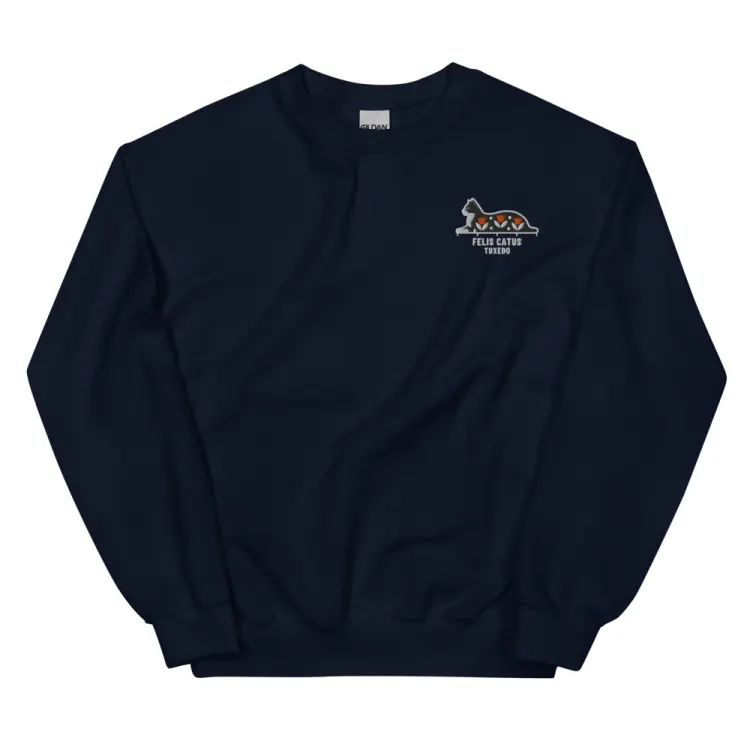 The Tuxedo Cat Embroidered Crewneck in Navy.