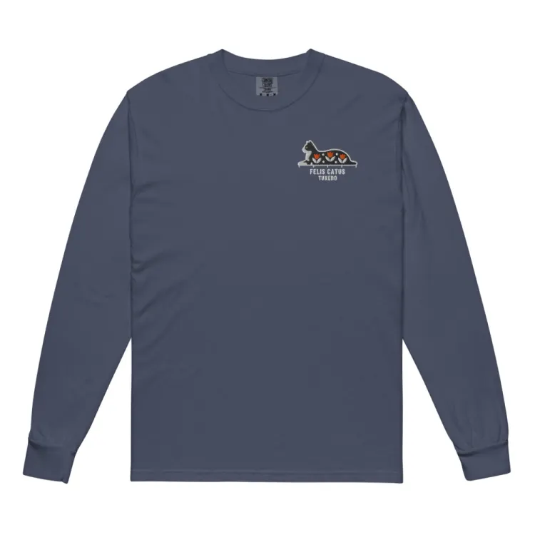 The Tuxedo Cat Embroidered Long Sleeve in Navy.