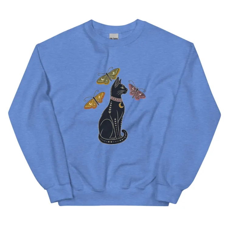 The The Familiar Crewneck in Heather Deep Royal.
