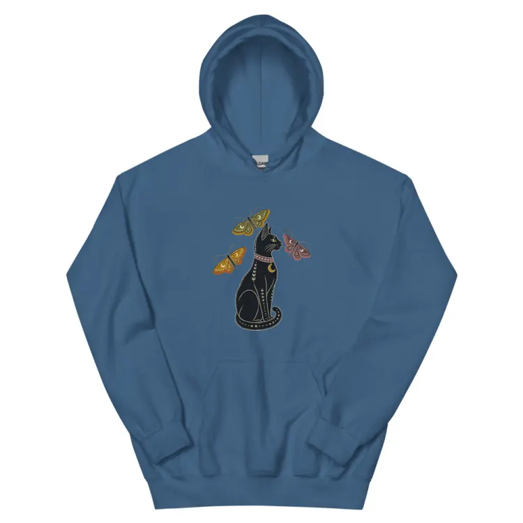 The The Familiar Hoodie in Indigo Blue.
