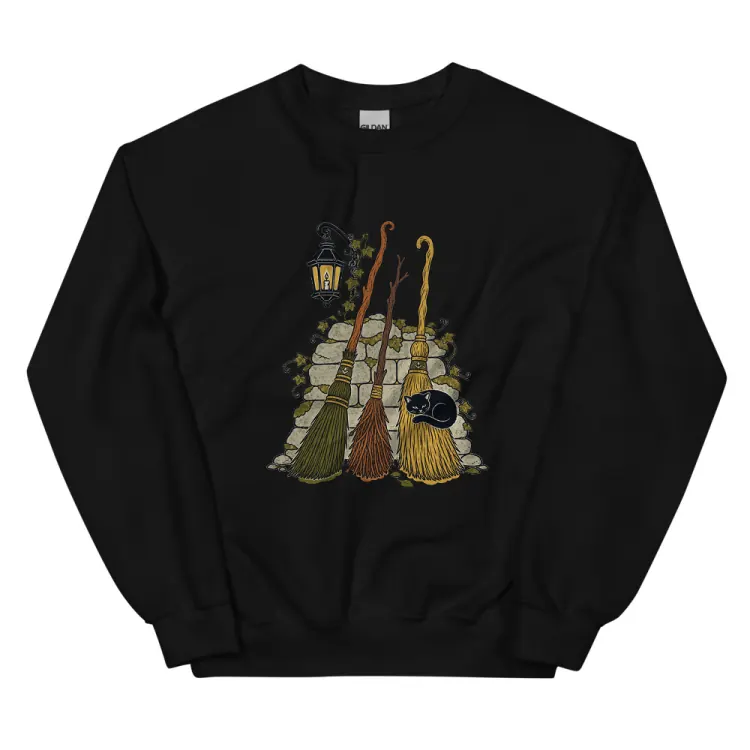 The Broom Parking Crewneck in Black.