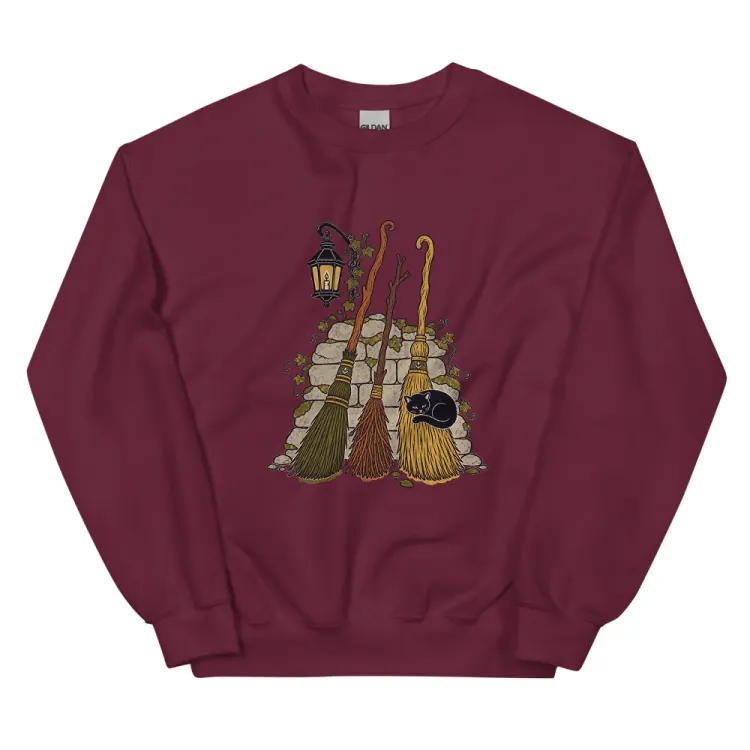 The Broom Parking Crewneck in Maroon.