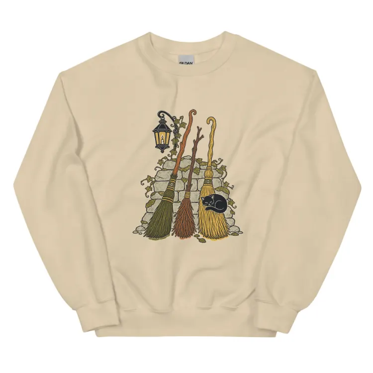 The Broom Parking Crewneck in Sand.