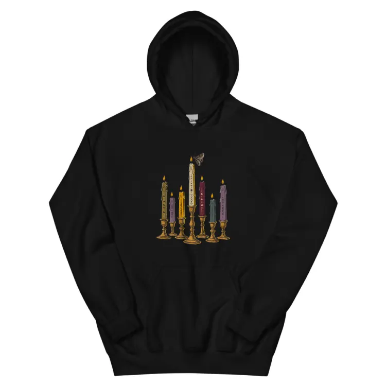 The Seven Candles Hoodie in Black.