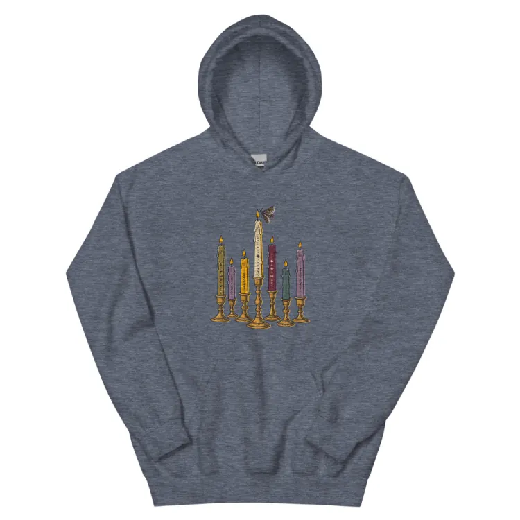 The Seven Candles Hoodie in Heather Sport Dark Navy.