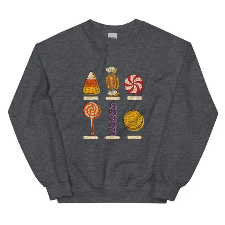 The Specimens of Candy Crewneck in Dark Heather.