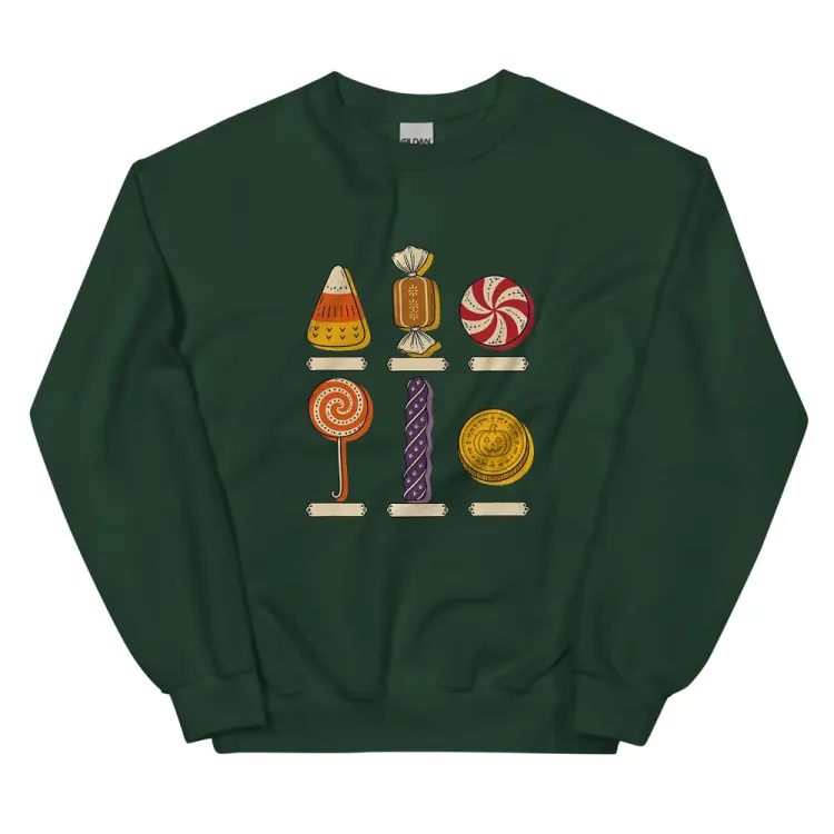 The Specimens of Candy Crewneck in Forest Green.