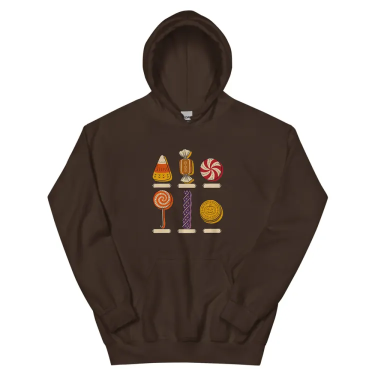 The Specimens of Candy Hoodie in Dark Chocolate.