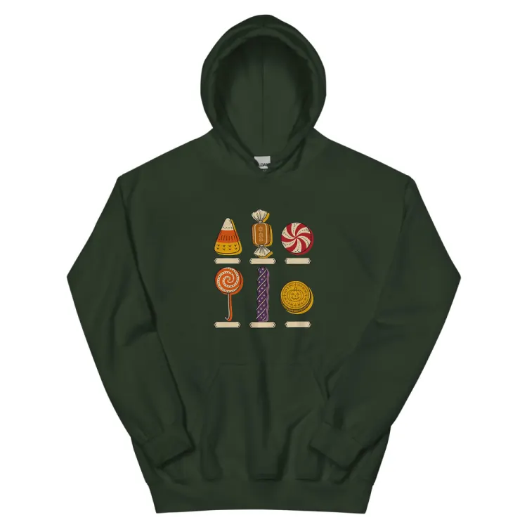 The Specimens of Candy Hoodie in Forest Green.