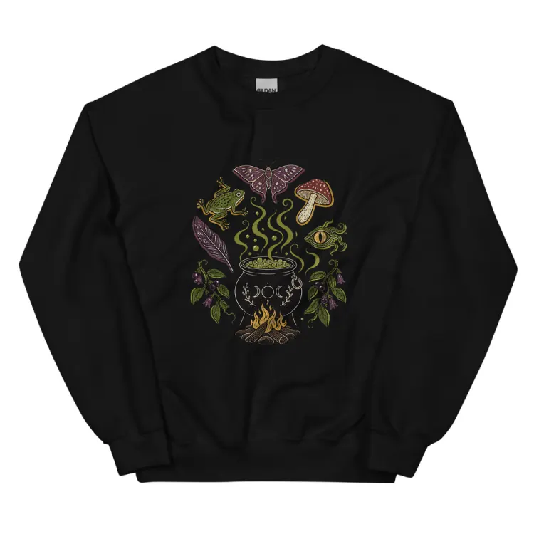 The Cauldron Recipe Crewneck in Black.