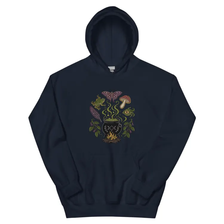 The Cauldron Recipe Hoodie in Navy.