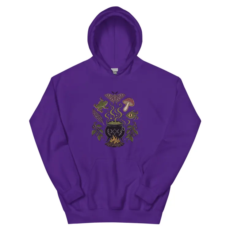 The Cauldron Recipe Hoodie in Purple.