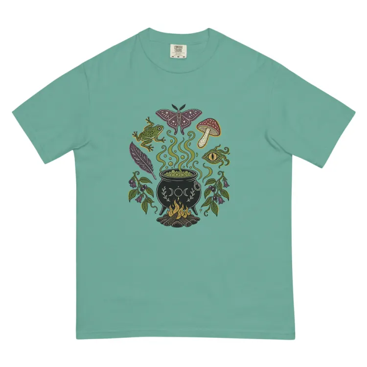 The Cauldron Recipe Tee in Seafoam.