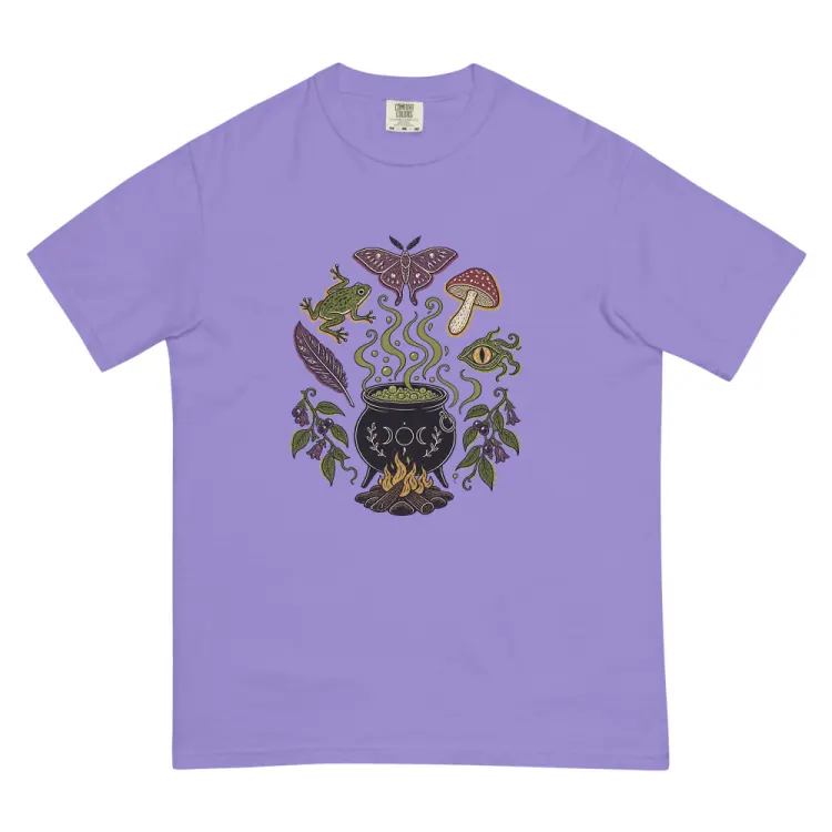 The Cauldron Recipe Tee in Violet.
