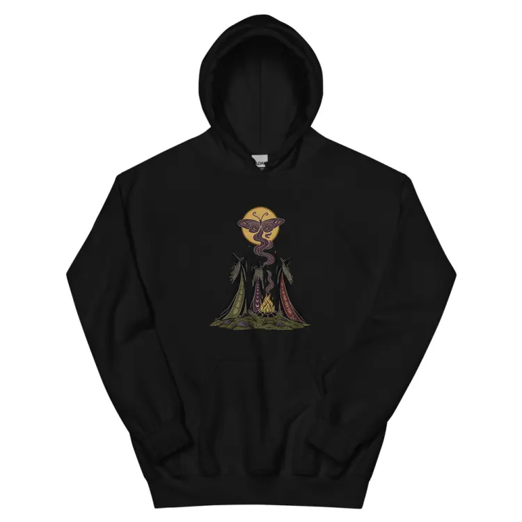 The Three Crones Hoodie in Black.