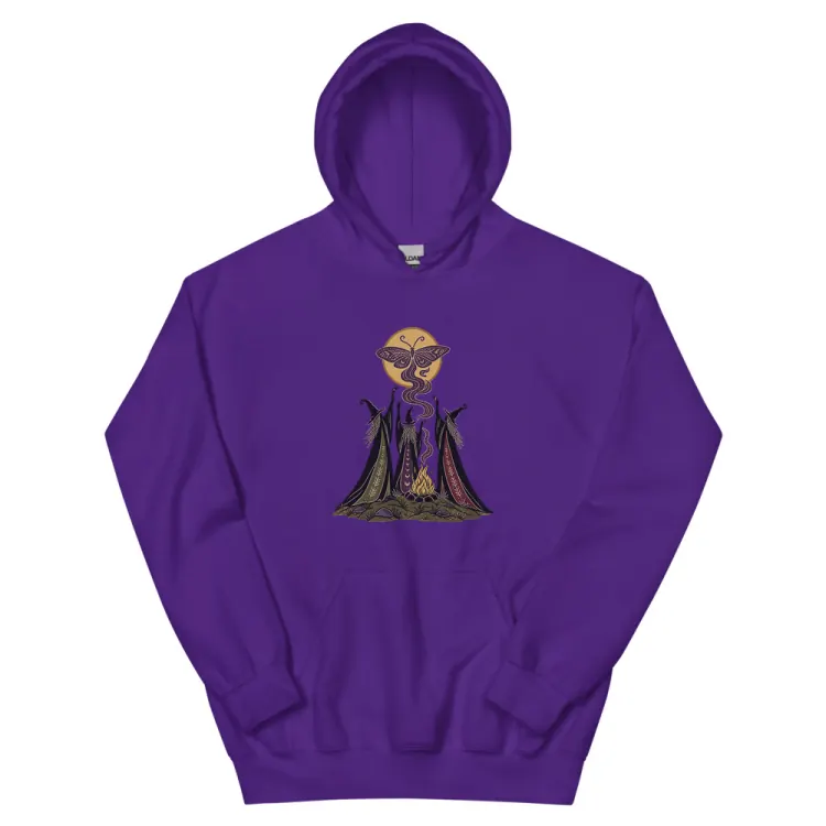 The Three Crones Hoodie in Purple.