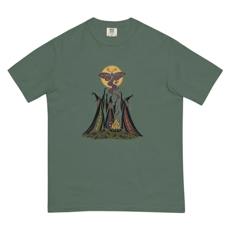 The Three Crones Tee in Blue Spruce.