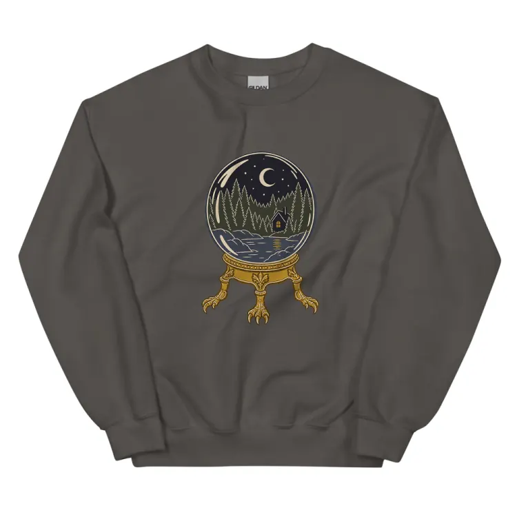 The The Crystal Ball Crewneck in Charcoal.