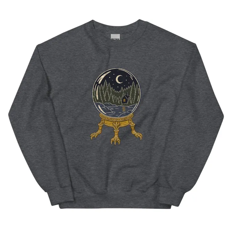 The The Crystal Ball Crewneck in Dark Heather.