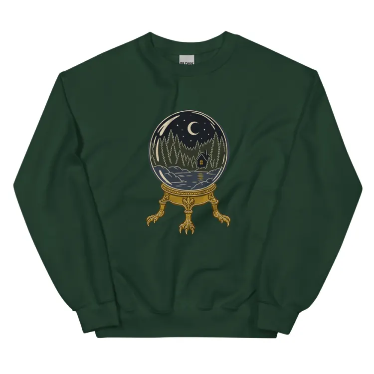 The The Crystal Ball Crewneck in Forest Green.
