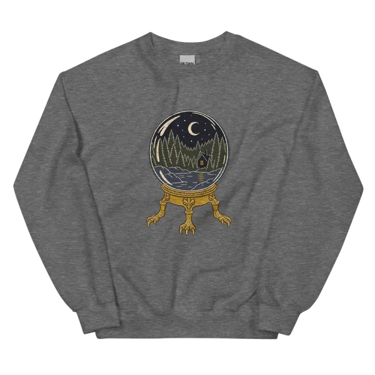 The The Crystal Ball Crewneck in Graphite Heather.